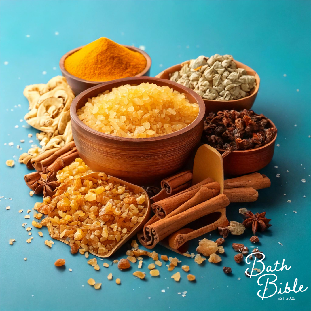 Shower oil with jojoba, myrrh, and frankincense for cleansing.